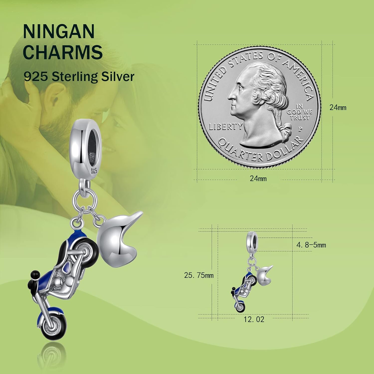 NINGAN 925 Sterling Silver Charm Golden Love Charm Buckle Safety Chain Travel Bead Firefly Dragonfly Pendant, Suitable for Women Bracelet and Necklace as Gift from Mom and Friends