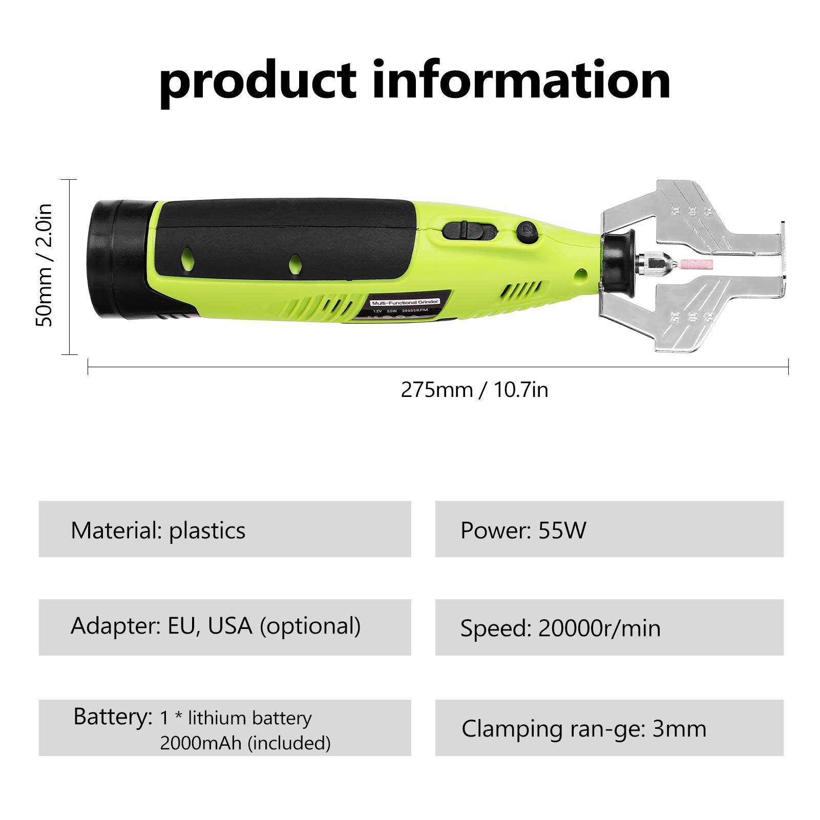 Kit de afilador de Motosierra inalámbrico, Juego de Herramientas de Afilado de Sierra de Cadena eléctrica portátil, Lima de Afilado de Cuchillas eléctrica a batería con 9 Ruedas de Afilado