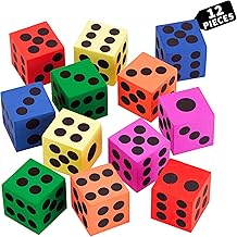 Big Foam Dice Set - 12-Pack, Jumbo, and Colorful Dice for Kids - Ideal for Boosting Math Skills in The Classroom, Great Gifts, and Party Fun