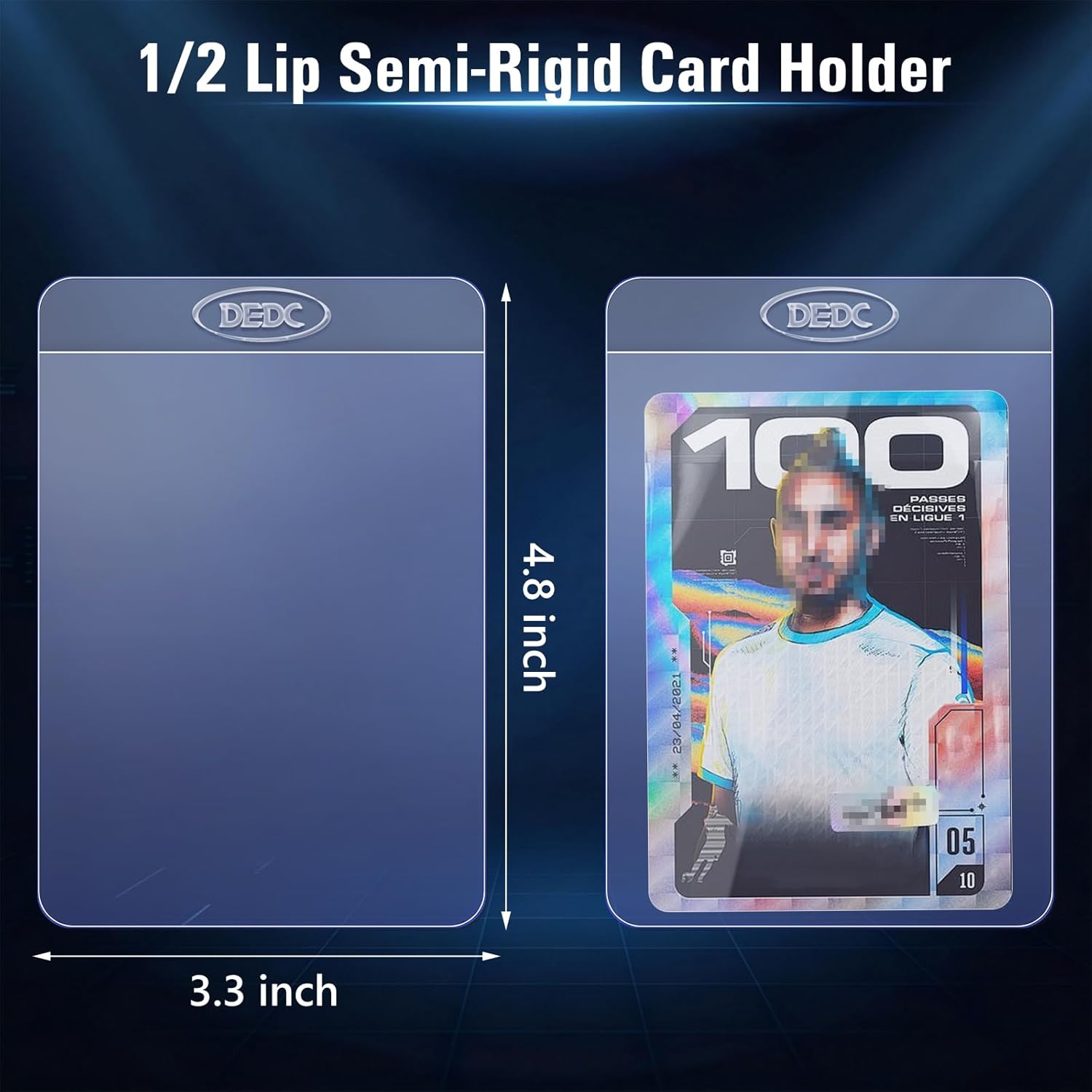 DEDC 500Pcs Semi Rigid Card Holder, Semi Rigid Card Sleeves 1/2 Lip Semi-Rigid Tall Card Holders Trading Card Sleeve for PSA, SGC, BGS, CSG Graded Card Protector