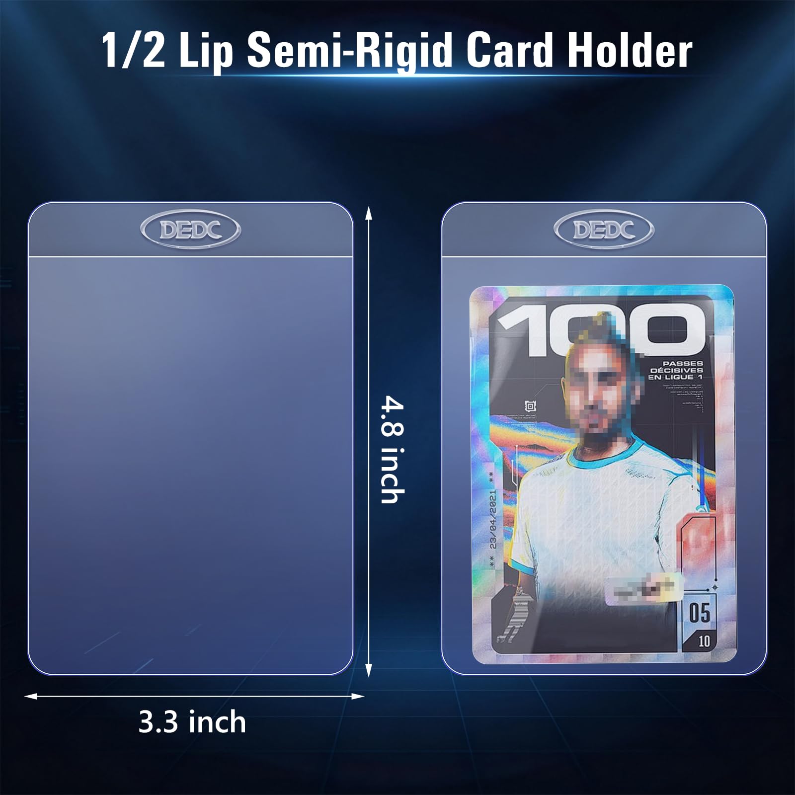 DEDC 500 porta carte semi rigidi, custodie semirigide per carte da scambio, 1/2 labbro, per carte collezionabili PSA, SGC, BGS, CSG