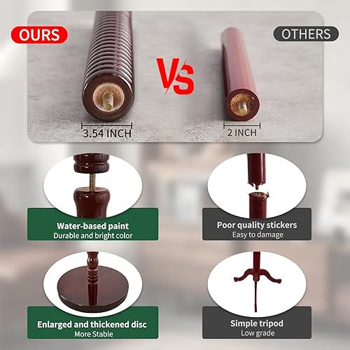 Miniatura 2 de Perchero de madera, perchero de madera independiente con base redonda resistente, percheros vintage con 14 ganchos, madera de abedul natural para