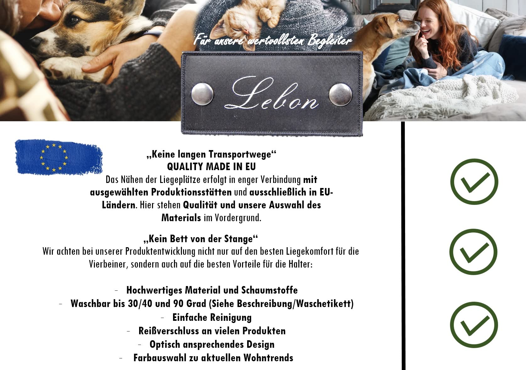Lebon - Cruto XL - Hundekissen Kopfkissen - Zum entspannen und Spielen Made in EU