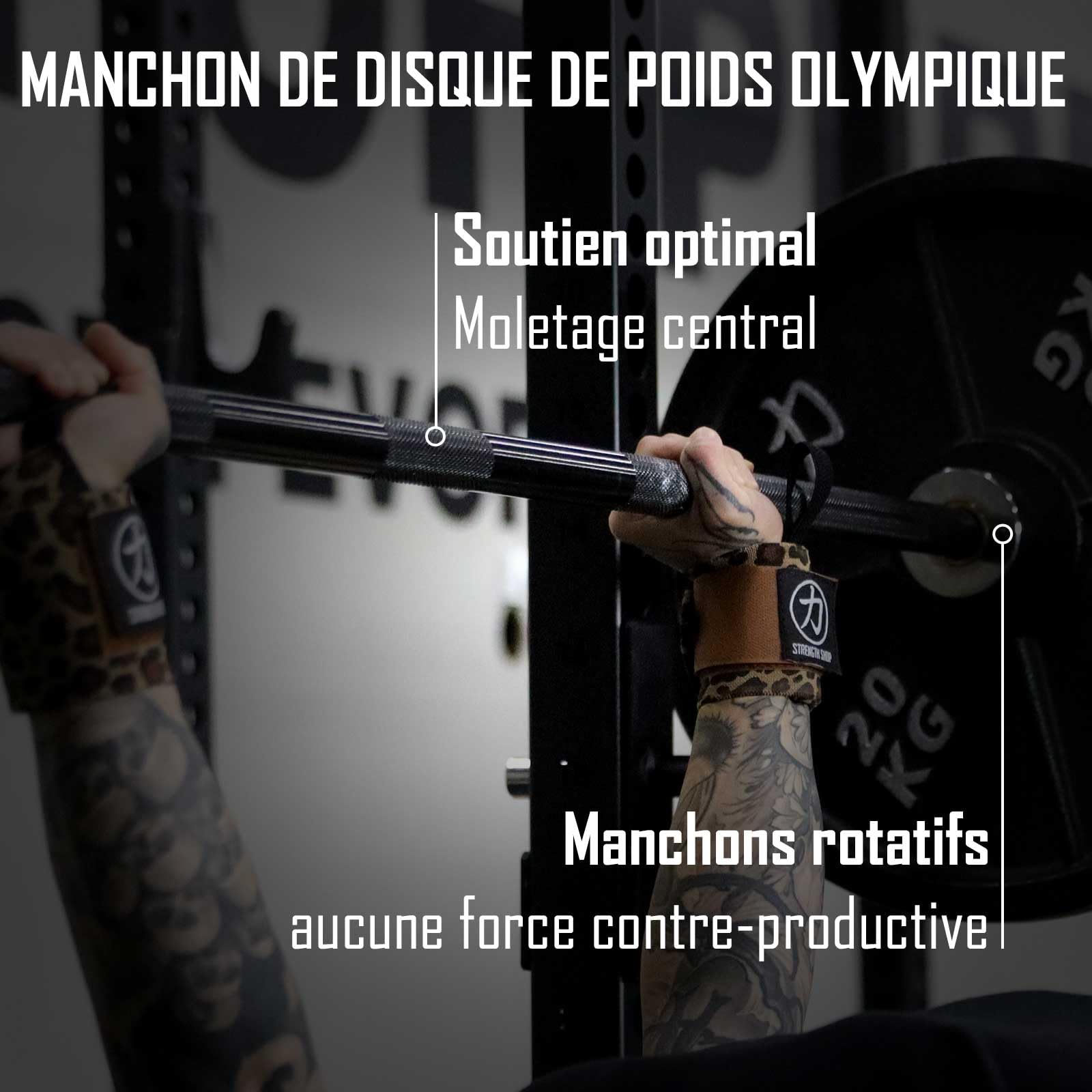 Strength Shop barre olympique 20kg 220cm de long & 29mm ⌀, barre musculation en acier avec prise de disques 50mm et moletage agressif, parfaite comme barbell pour squats, soulevé de terre & plus.