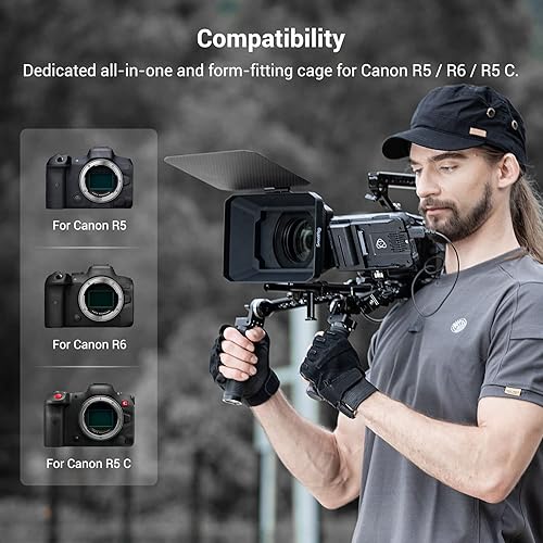 Miniatura 6 de SmallRig Jaula R5 / R5 C / R6 para Canon R5 R6 R5 C, estabilizador de plataforma DSLR de aleación de aluminio con zapata fría, agujeros roscados de