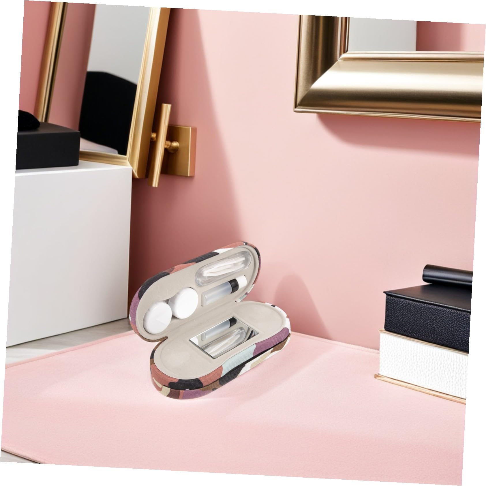 COLLBATH 2 Sätze Doppeltes Brillenetui Set Hardcase mit Separaten Fächern für Sonnenbrillen und Kontaktlinsen Handgefertigt Robust Tragbar Schnelles Öffnen für Reise und Alltag für Damen