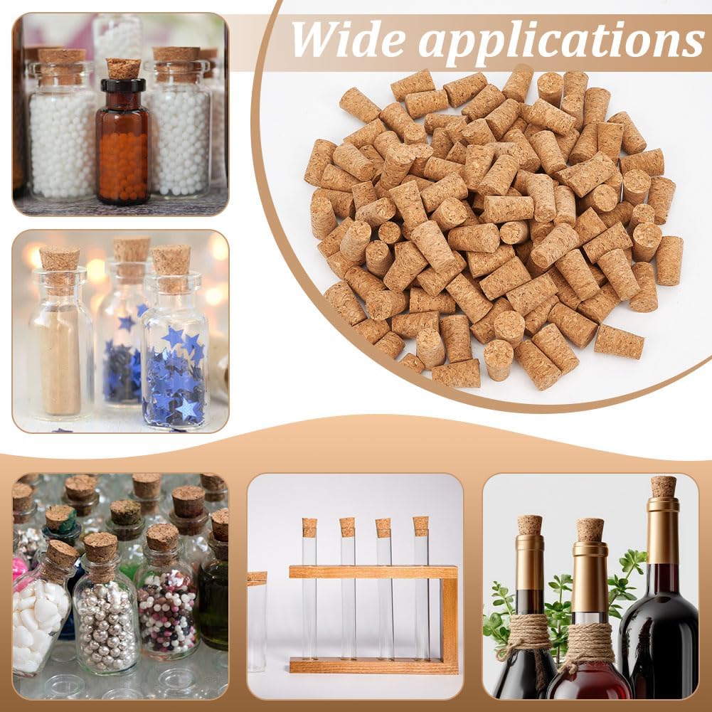 WEBEEDY 120 Pcs Natural Wood Wine Corks Tapered Cork Stoppers for Bottles Leakproof Replacement Wine Stoppers for Wine Making DIY Crafts Making Beer Brewing Sealing, 0.87x0.67x1.38 Inch/22x17x35 mm
