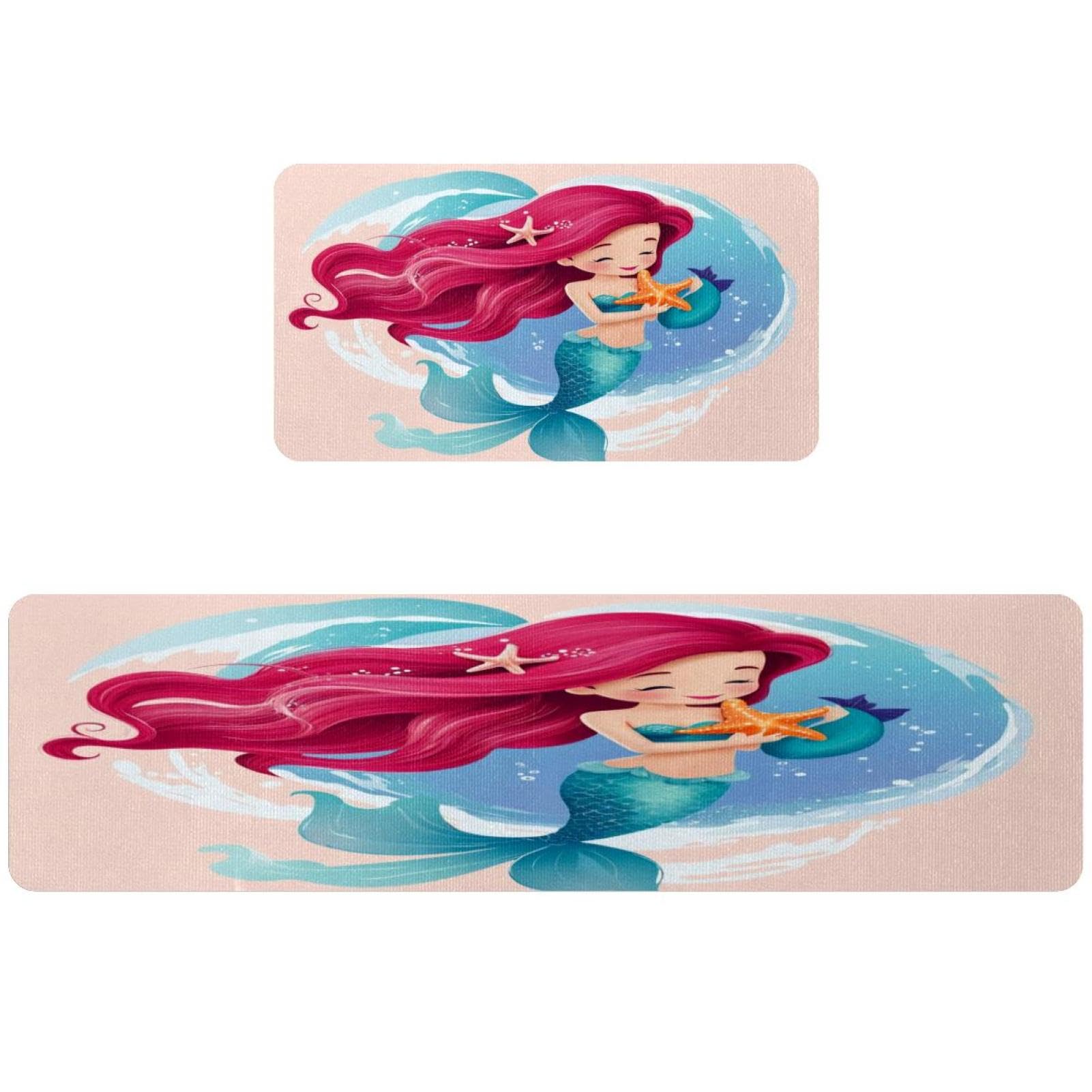 Tapete de cocina de sirena VAPOKF juego de 2 alfombrillas antideslizantes