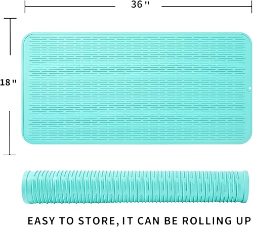 Miniatura 1219 de Tapete de silicona para secado de platos para múltiples usos, fácil de limpiar, ecológico, resistente al calor, tapete de silicona para encimera