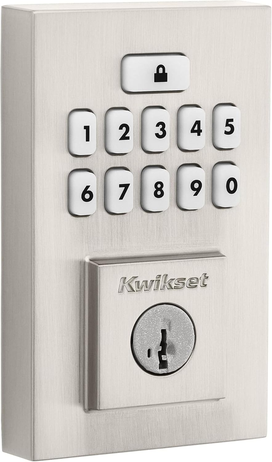 Kwikset 9260CNT-15S Contemporary SmartCode Keypad Electronic Deadbolt SmartKey Satin Nickel Finish