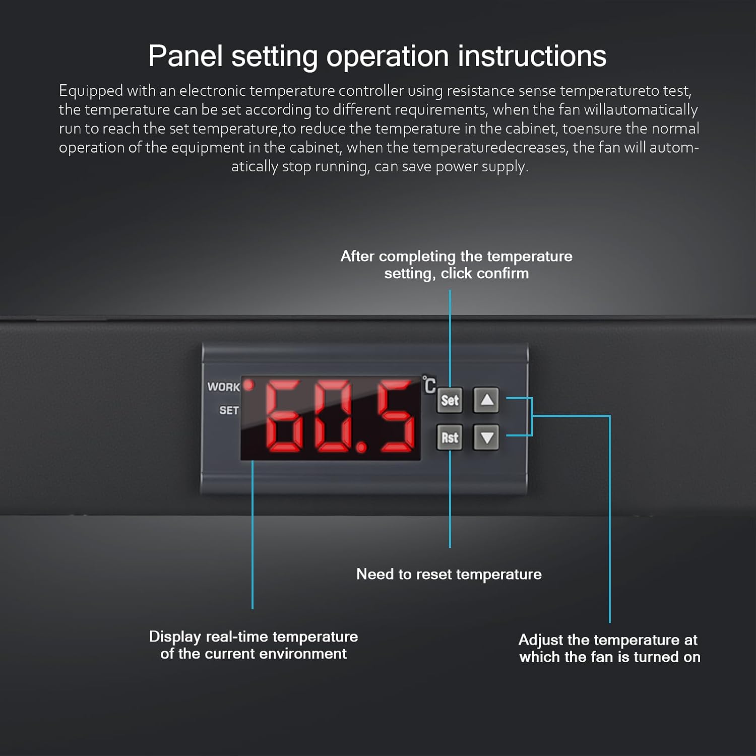 Rack Mount Fan 1U Network 19”Racks with Digital Display Screen Suitable for Home Theaters Office Computer Rooms AV Cooling Rack