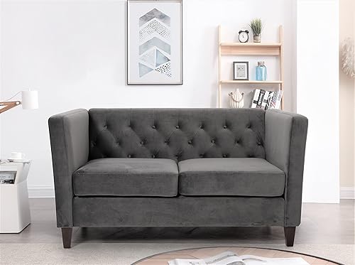 Miniatura 6 de Muebles clásicos y modernos con diseño capitoné para sala de estar, sofá universitario con relleno, cómodo sofá biplaza de terciopelo, medallón