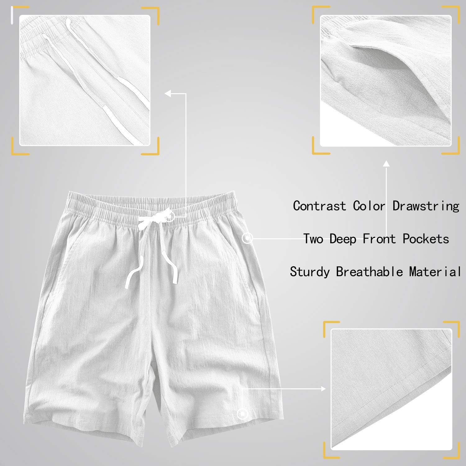 LTIFONE Mens Casual Shorts Elastic Waist 7" Inseam with Drawstring Slim Fit Summer Pants with Pockets at  Men’s Clothing store