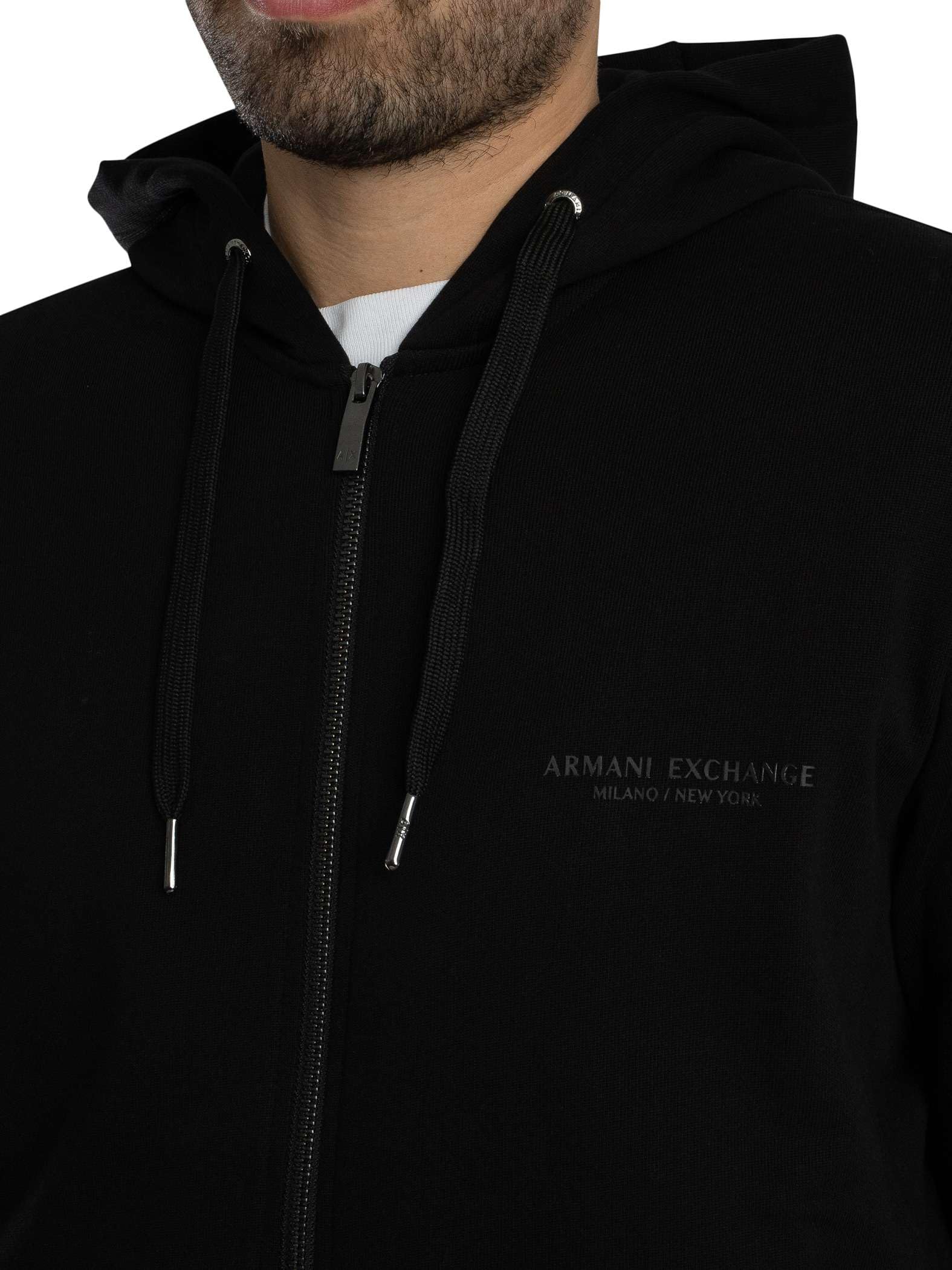 Armani Exchange Genuine Cotton, Zipped, Long Sleeve Side Logo Felpa con Cappuccio Uomo (Pacco da 1)