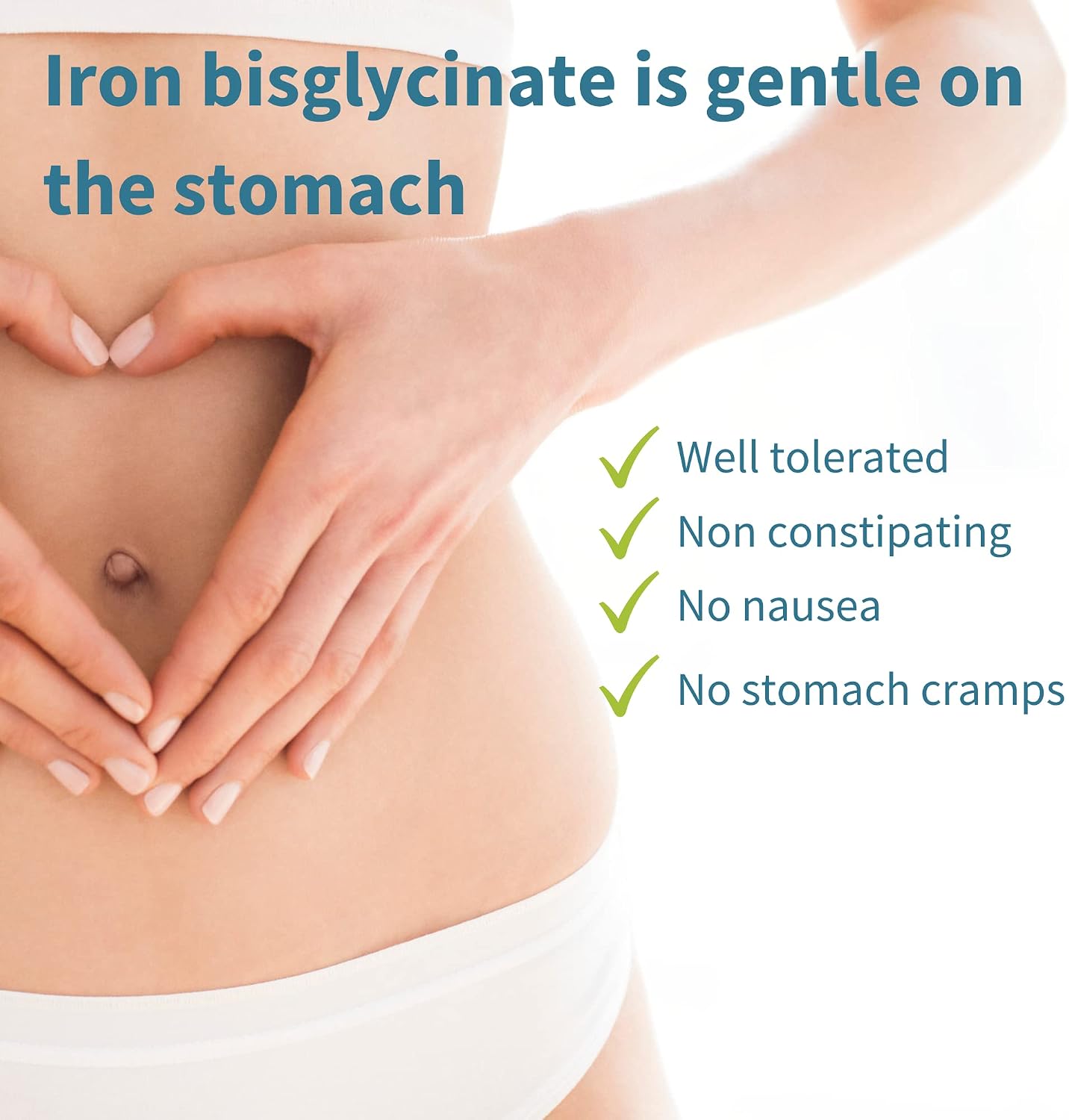 High Absorption Chelated Iron Bisglycinate 20mg with Vitamin C, Gentle Iron, Targeted Release, One Daily, Vegan