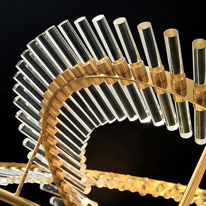 NSXBY G9 Post-moderne Ronde Kristallen Kroonluchter, Creativiteit Persoonlijkheid Glas LED Kroonluchter, Eetkamer Woonkamer, Designer Licht Luxe Woonkamer Lampen-Gouden. 85cm photo 3