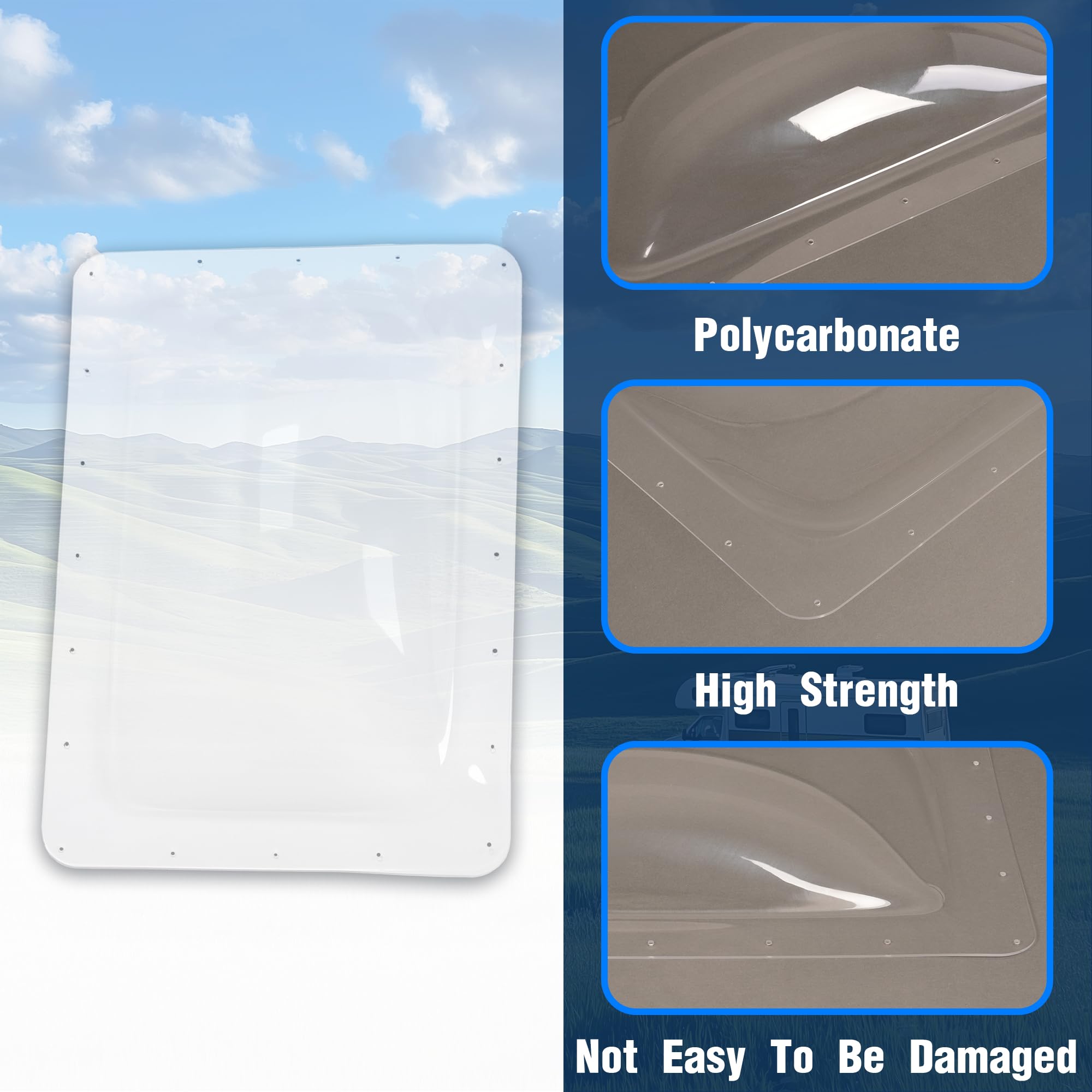 Kojem Cubierta de tragaluz para Caravana de 18 x 26 Pulgadas, Universal, se Adapta a Todas Las Aberturas estándar de 22 x 14 Pulgadas, Kit de Repuesto Transparente
