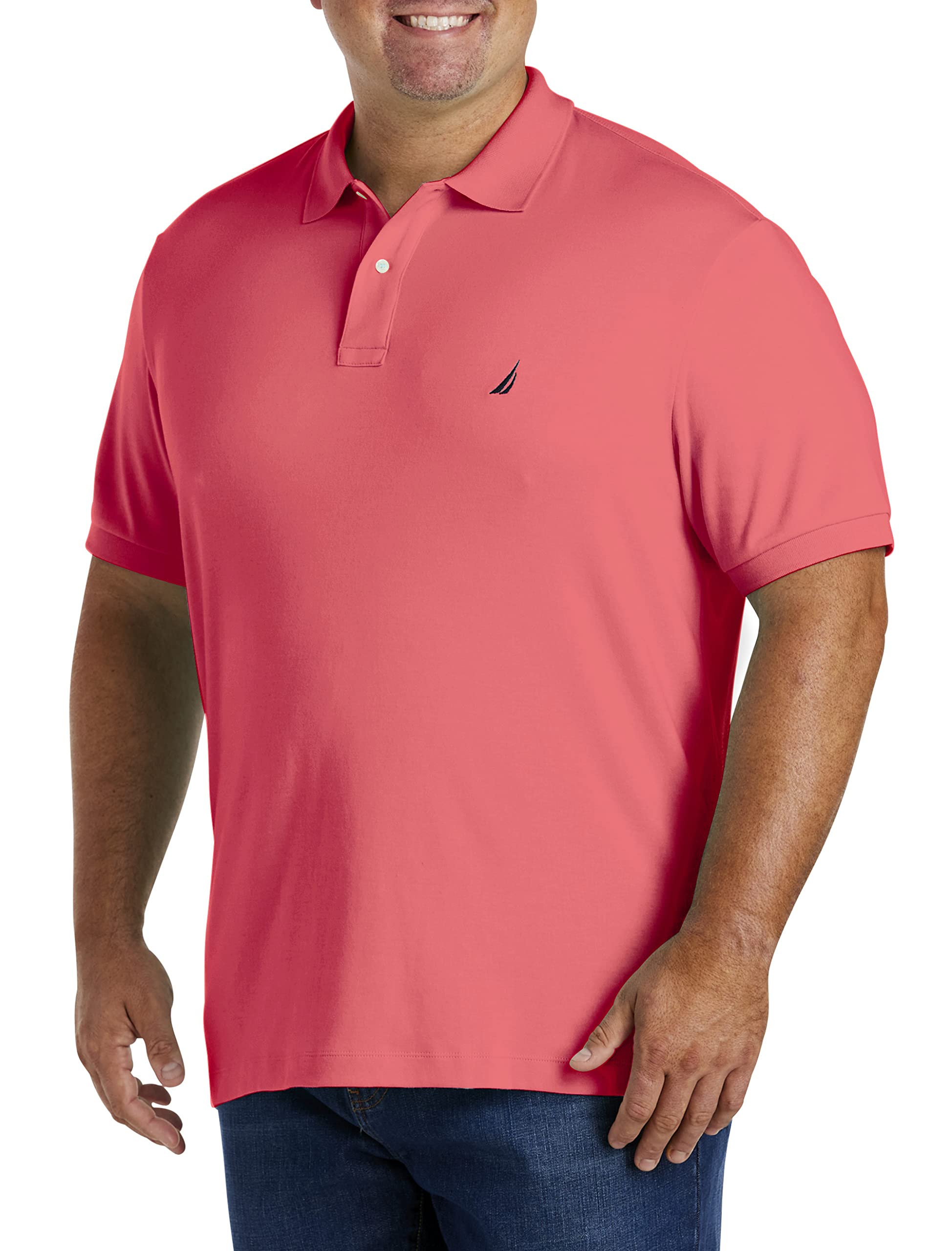 Nautica Men's Classic Fit Short Sleeve Solid Soft Cotton Polo Shirt, Dreamy Coral, XL Tall