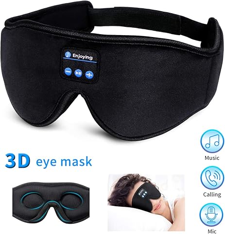 Bluetooth Sleep Mask,WU-MINGLU Wireless 3D Eye Mask Sleep Headphones Music Travel Sleeping Headphone Handsfree Headset Long Play Time,Perfect for Side Sleepers,Meditation