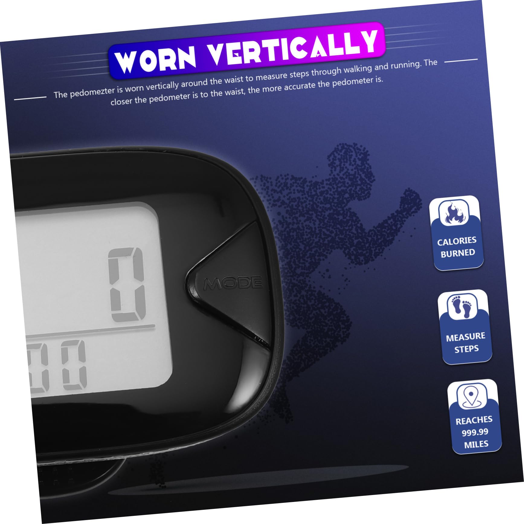 FOYTOKI Walking Pedometer Mile Counter Digital Removable Clip Step Counter Sports