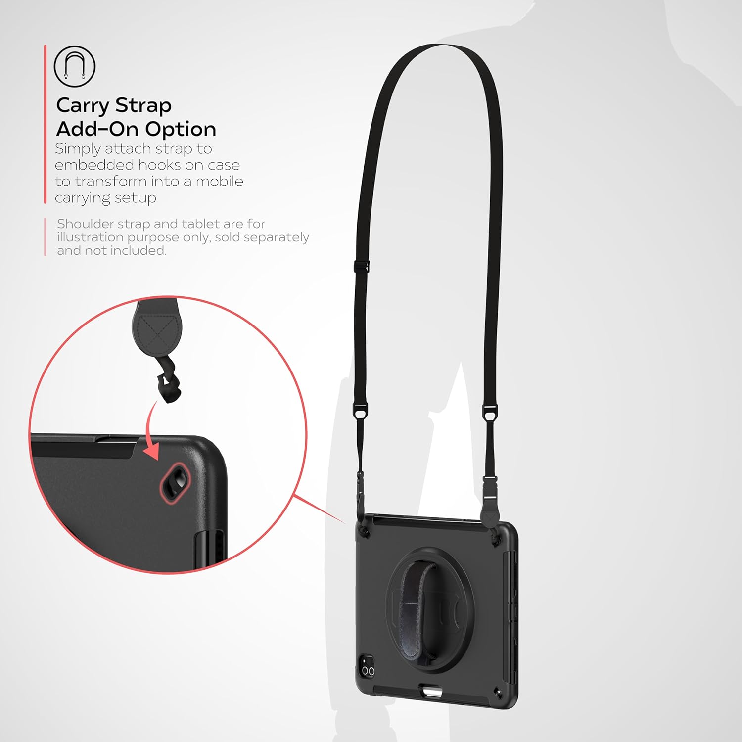 Protective Tablet Case - CTA Protective Case with Build in 360° Rotatable Grip Kickstand for iPad Pro 13-inch (2024) - Black - (PAD-PCGKPRO13)