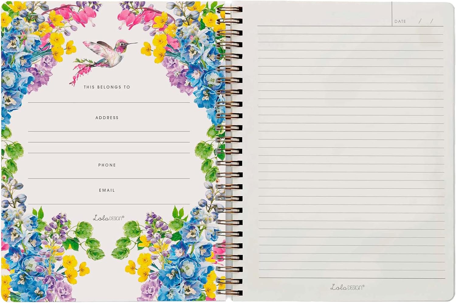 Lola Design, Large Spiral Notebook Organiser, Botanical Hummingbird Design, Planners & Journals - Image 4
