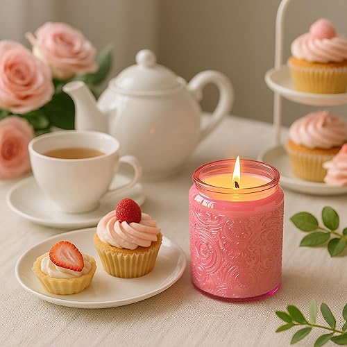 Miniatura 62 de Art Secret Paquete de 9 tarros de vela de vidrio en relieve de 8 onzas con tapas y etiquetas, diseño de estrellas de sol y luna (gris)