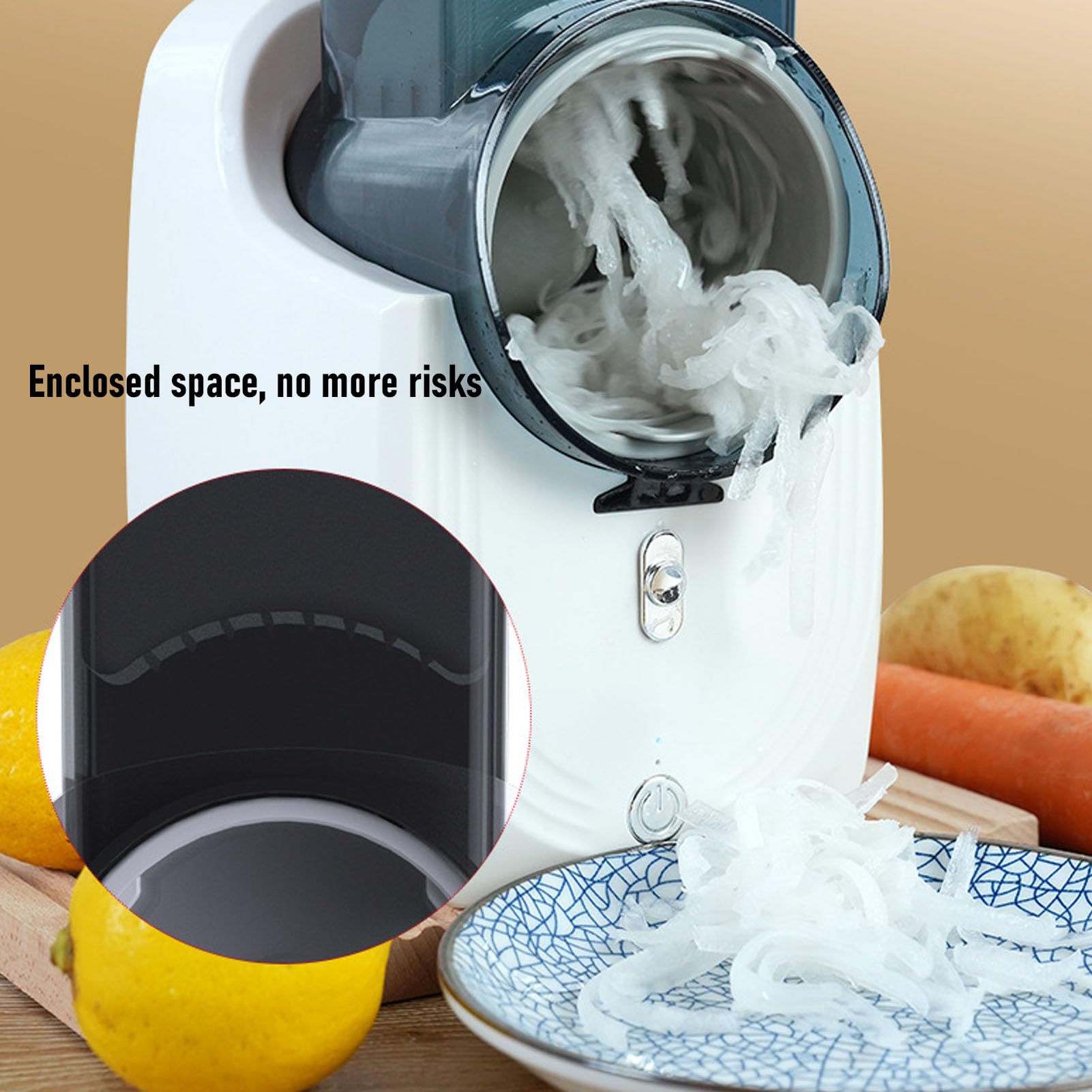 Cryfokt Cortador de Verduras Eléctrico Diseño Compacto para Preparar Ensaladas Fácilmente Ideal para Chefs Caseros Blanco