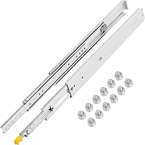 VEVOR Heavy Duty Drawer Slides 20" Length, Locking Drawer Slides 500lbs Load Capacity Full Extension Drawer Slide 1 Pair Side Mount Ball Bearing Drawer Glides Push to Open Cabinet Industrial Shelf