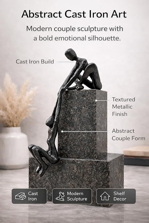 Escultura Abstracta de Hierro Fundido - Pareja Hombre Levanta Mujer miniatura 4