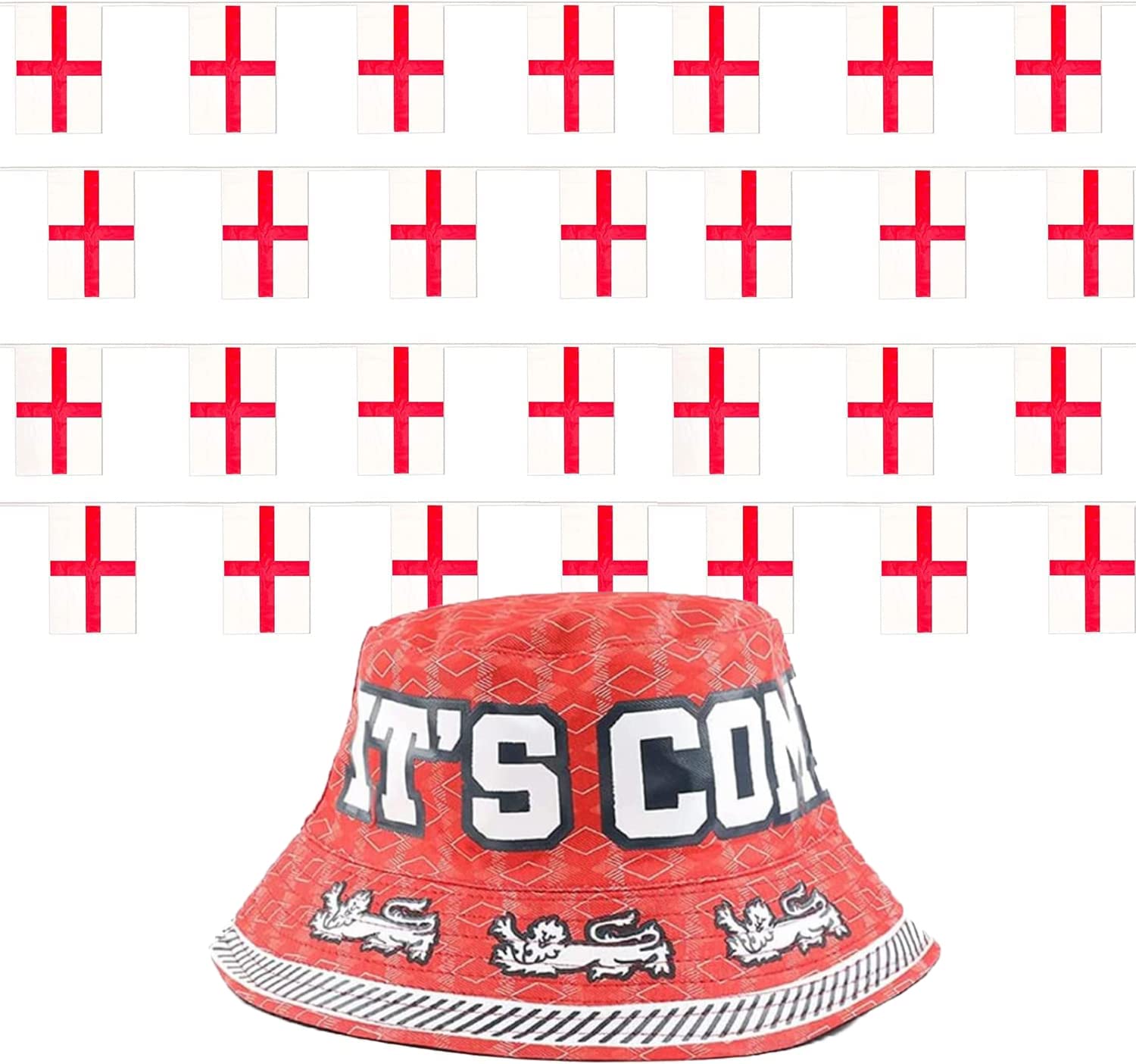 England Bunting St George's Flag - 7m 24ft - 16 Flag - Rayon all Weather English UK Decoration for Indoor Outdoor Sporting Events, Street Parties, Festivals and Celebrations