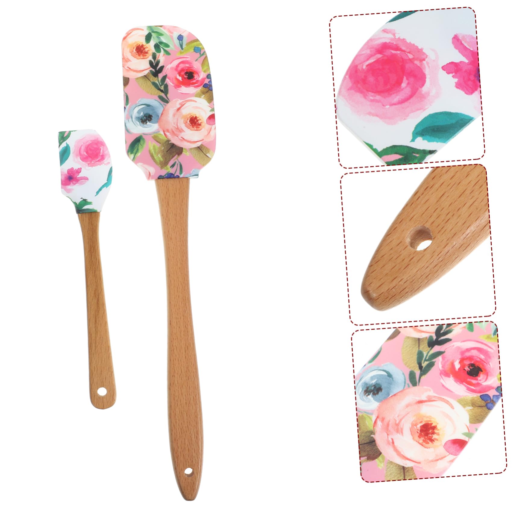 MAGICLULU 3 Set di Spatole da Forno in Silicone con Manico in Legno Spalma Crema per Torte Utensili da Cucina Antiaderenti per La Cottura al Forno 2 Pezzi * 3