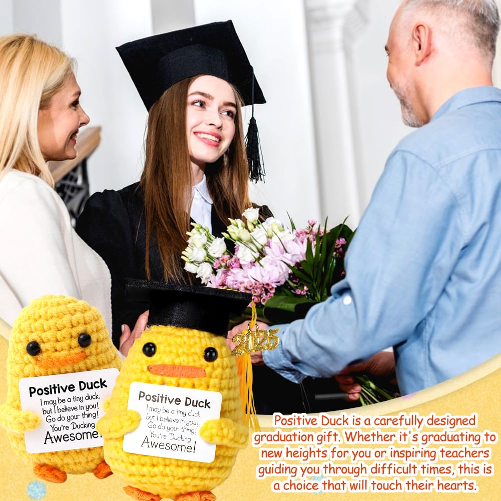 Positive Duck Gifts, Graduation Gifts for Her 2025, Mini Knitted Duck Doll - Image 4