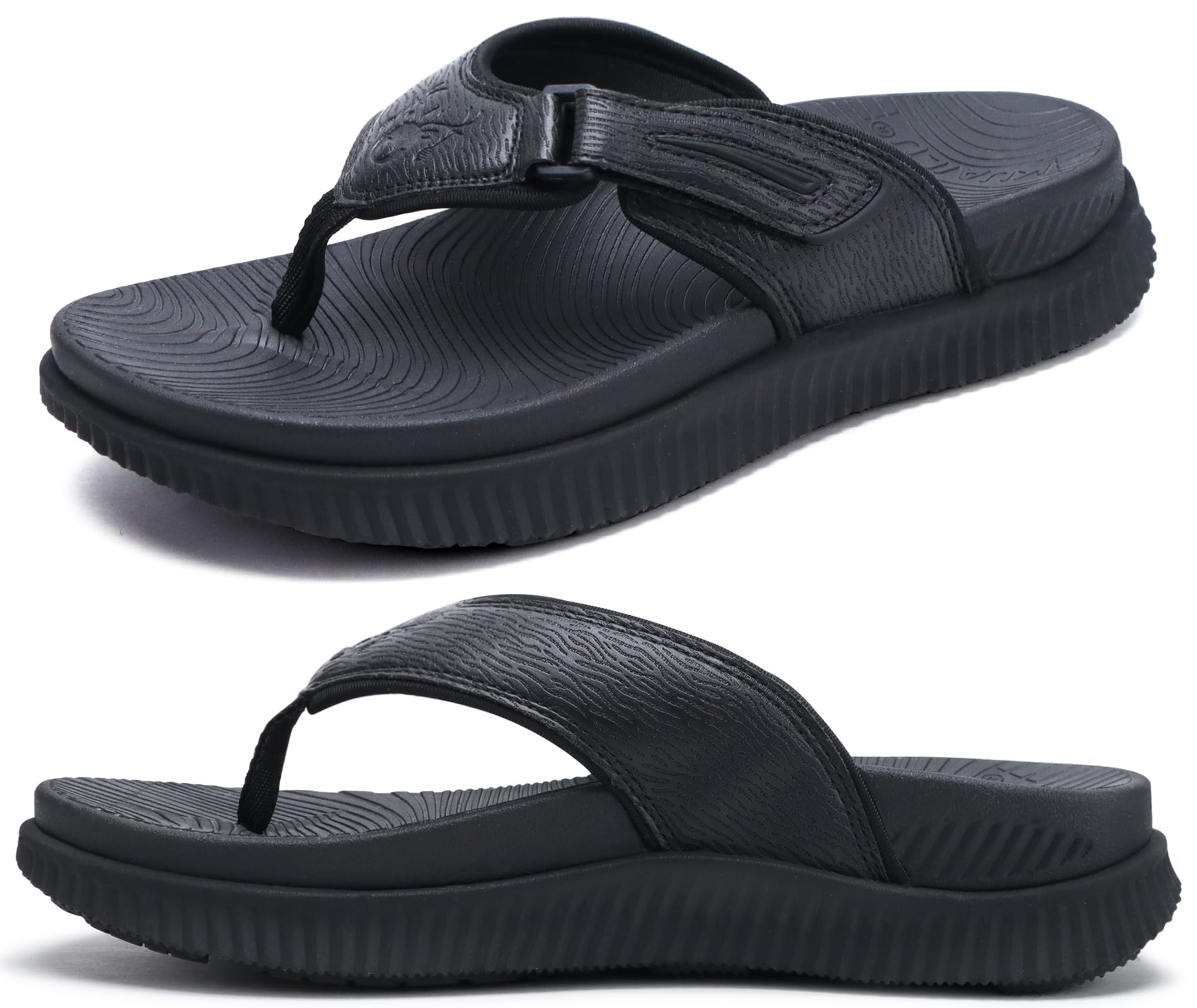 KuaiLu Chanclas Hombre Recuperación Sandalias para Caminar Ajustable Ortótica Cojín Deportivo Grueso Sport Sliders para Hombres, Resistente al Agua & Ligero, Suave confort & Soporte del Arco