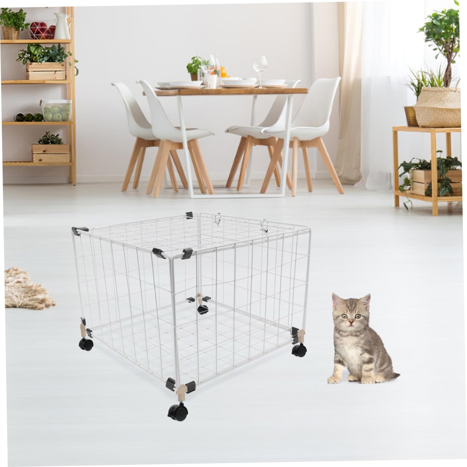 4 Ruedas Giratorias para Jaula de Gato y Carrito, Accesorio de Abs y Hierro, Fácil Instalación y Movilidad para Transportadores y Perreras de Mascotas