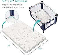 Vista 2 de YENING Cubrecolchón transpirable de 38 x 26 pulgadas, impermeable, para Pack N Play, con correa