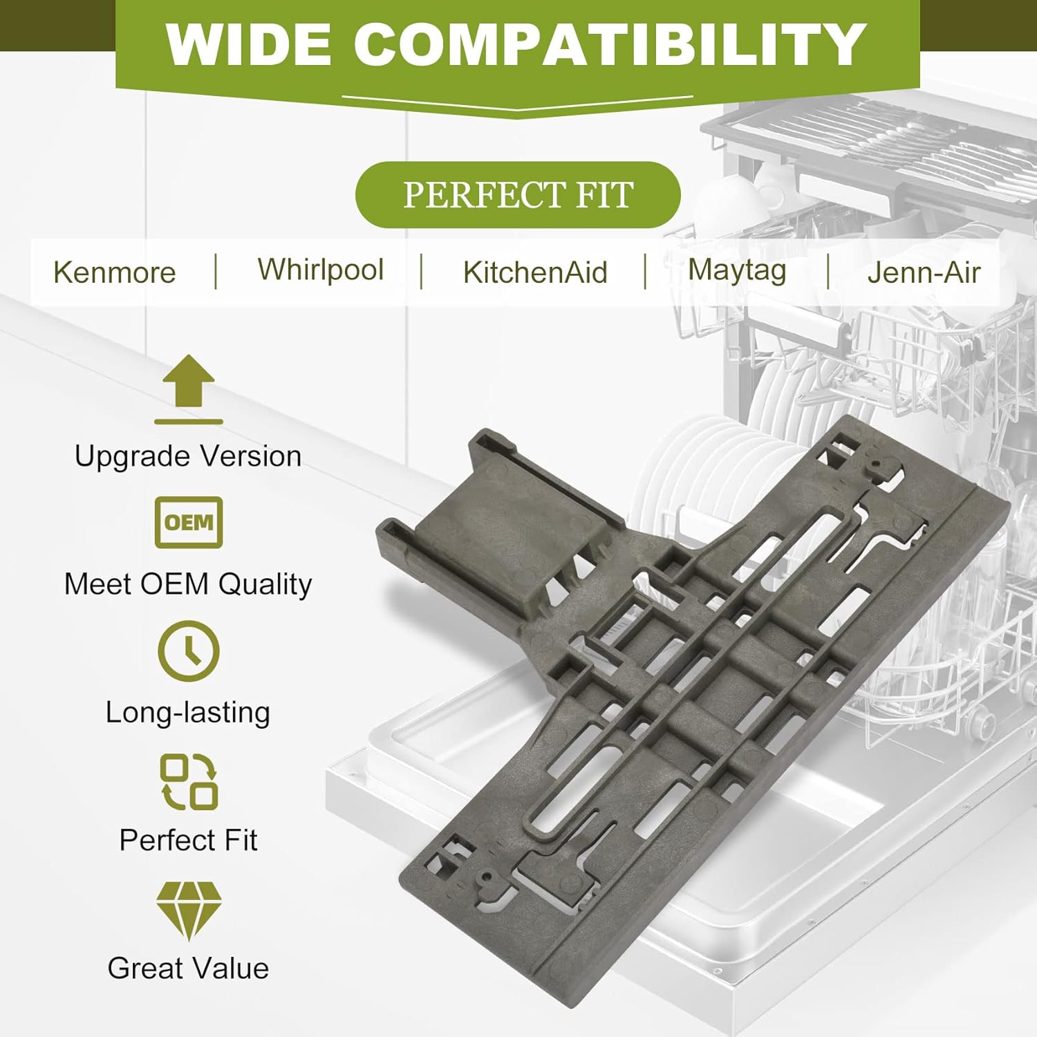 UPGRADED WPW10546503 W10546503 Dishwasher Top Rack Adjuster Parts with W10195840 & W10195839 & W10250160 Upper Parts Replacement for KitchenAid Kenmore Maytag Whirlpool Dishwasher Parts (8 Packs)