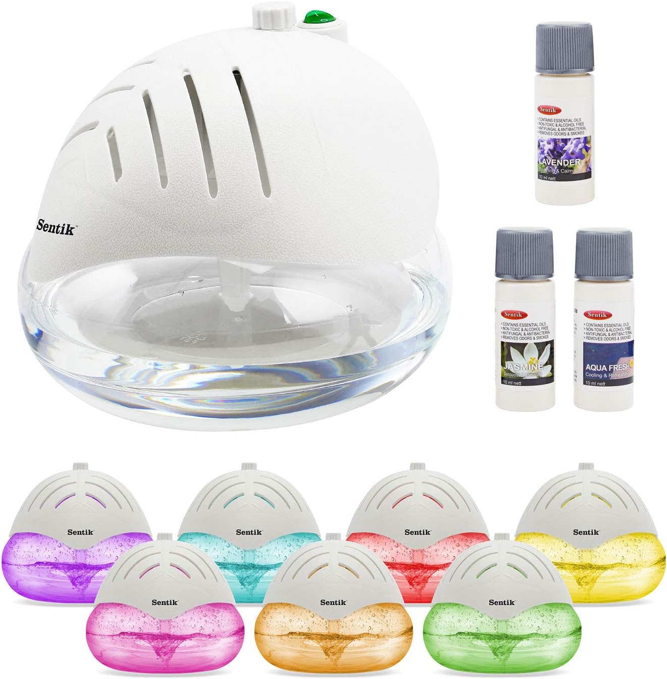 Sentik® Air Purifier and Ioniser with Colour Changing LED Light and 3 Free Fragrances