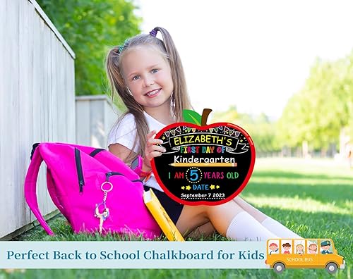 Miniatura 3 de WhatSign Tablero de letreros para el primer día de escuela, doble cara de 10.3 x 11.3 pulgadas, pizarra de Apple para el primer día de escuela,