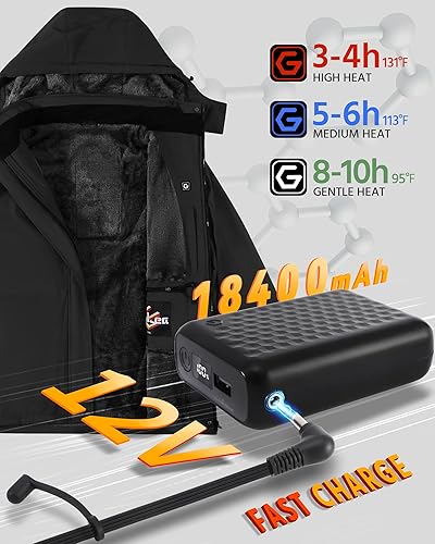 Miniatura 3 de Wulcea Chaqueta térmica de grafeno para mujer forrada de piel con batería de gran capacidad