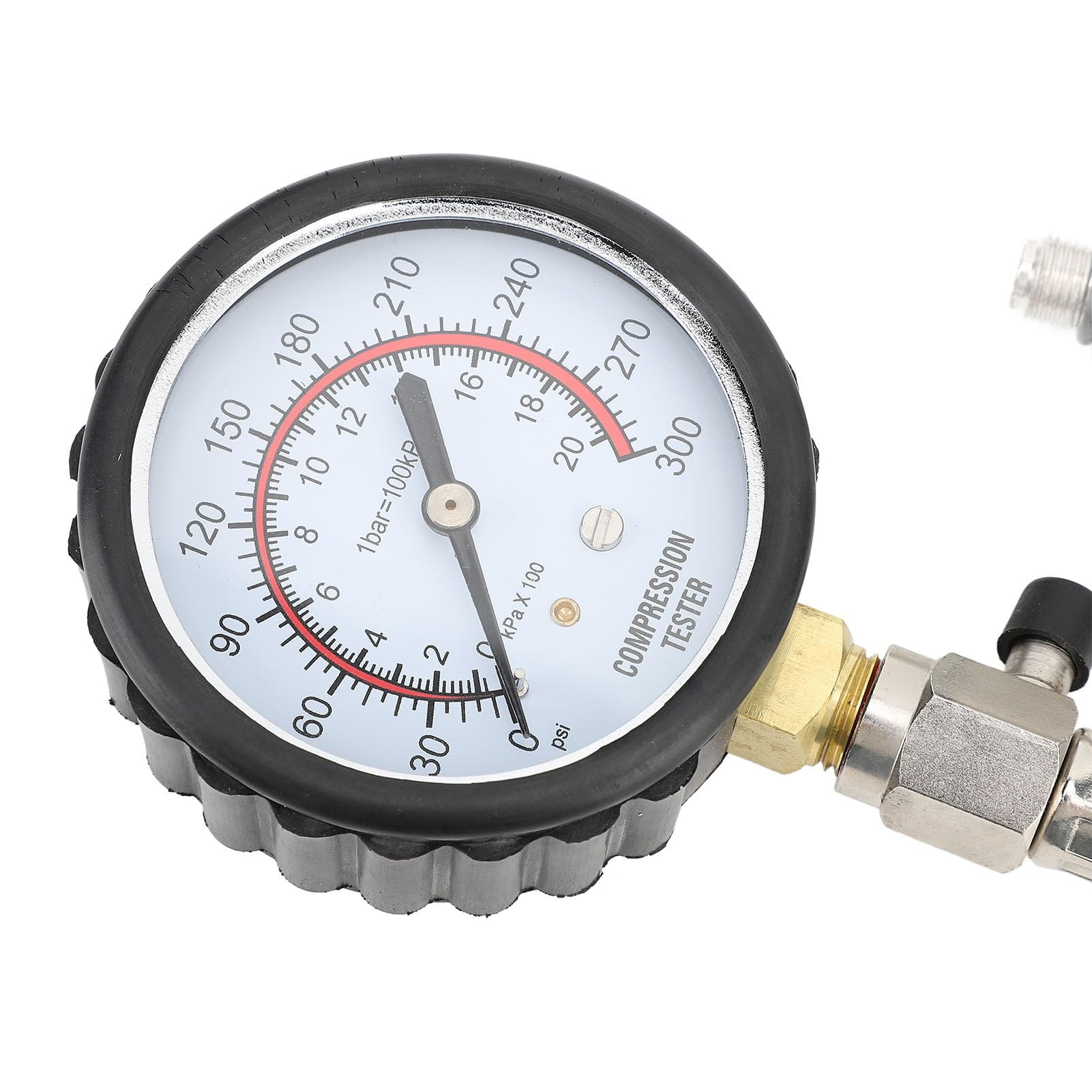 Dilwe Kit de Probador de Compresión de Cilindro de Motor de Gasolina, Kit de Probador de Compresión de Motor de Goma Metálica, Calibre de 0 a 300 Psi, 5 Adaptadores, Válvula de Retención de Presión