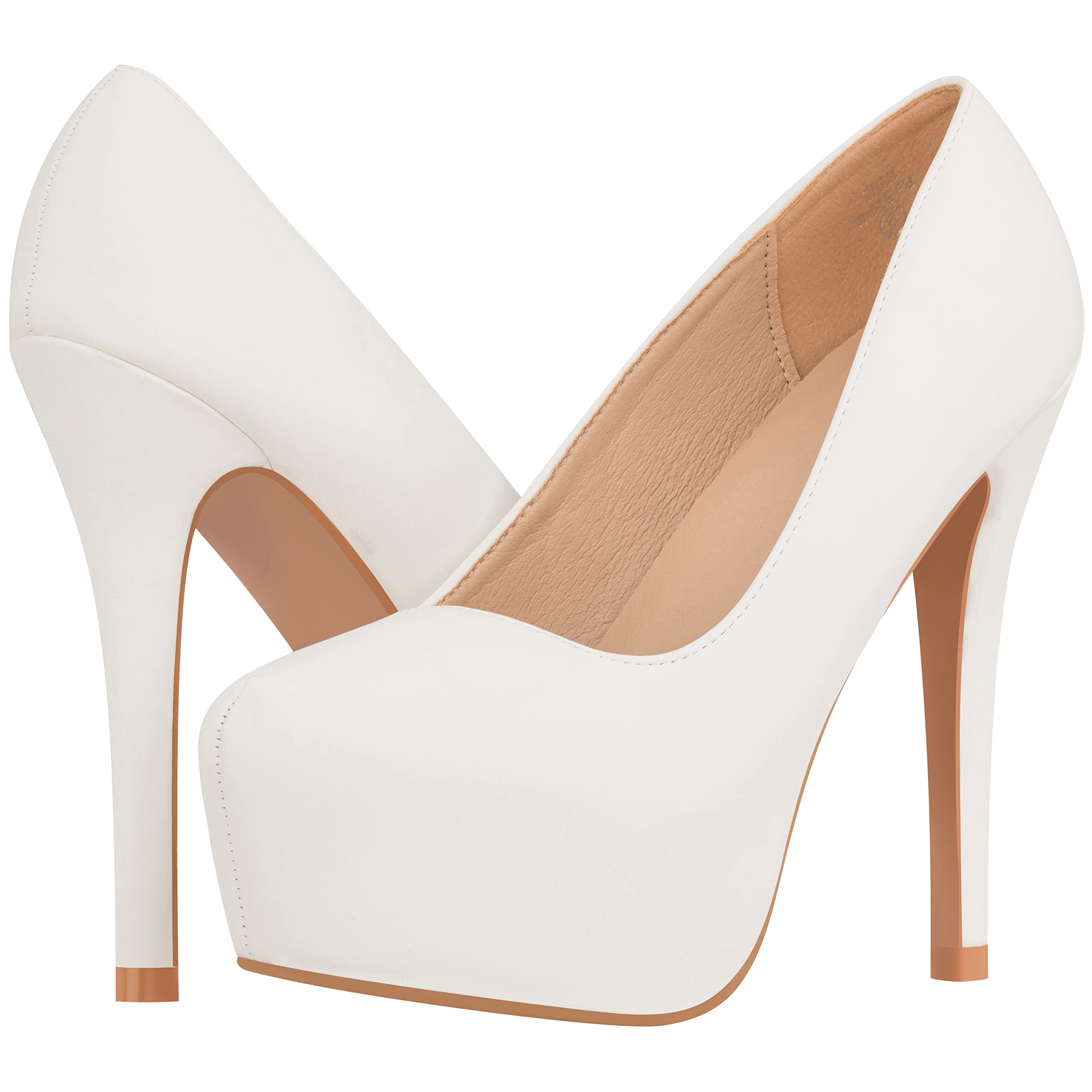 ILLUDE Women's High Heel Pump Closed Toe Platform Heels Pumps Shoes - Swan