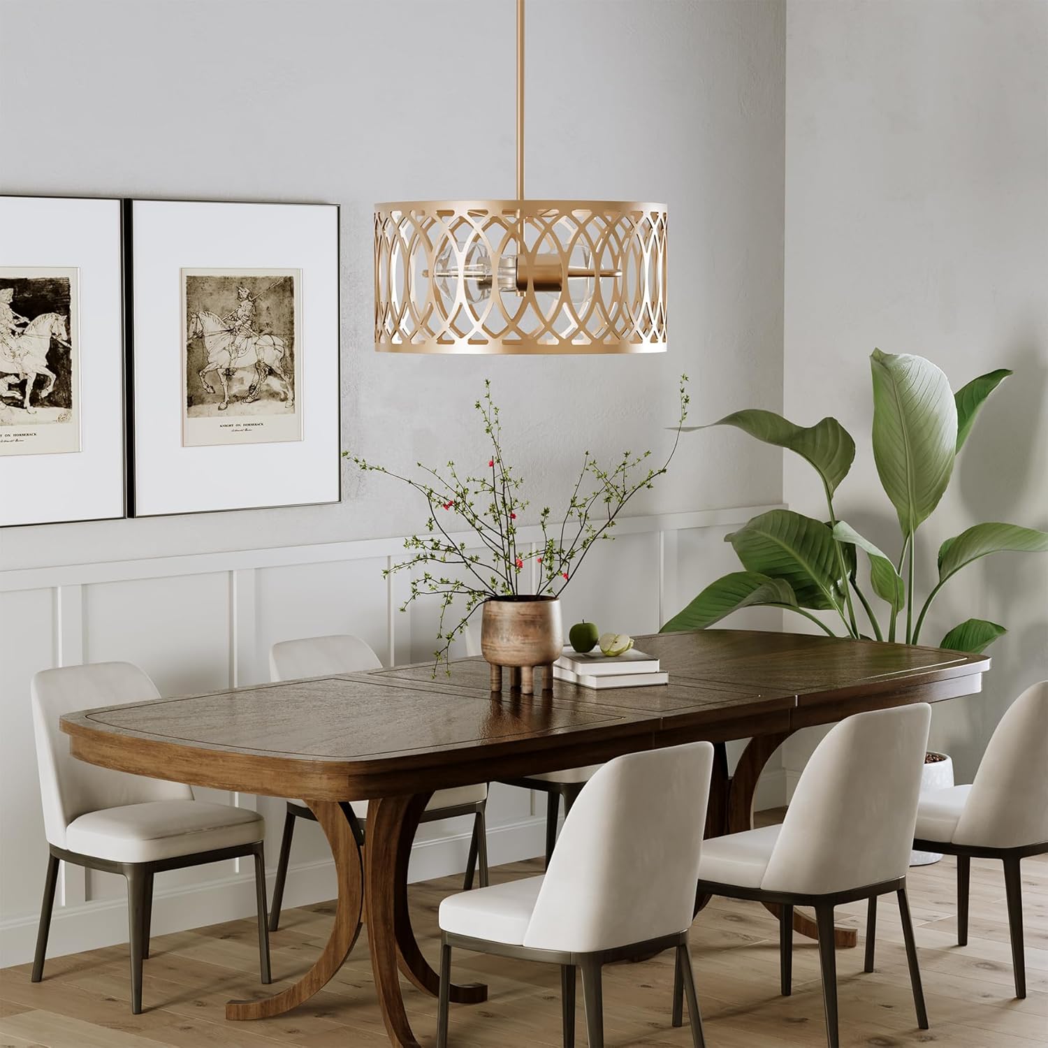 Tribesigns 13" Pendant Lights, 2-Light Modern Chandelier with Adjustable Height, E26 Base Metal Drum Dining Room Light Fixture, Island Lights for Kitchen, Entryway, Living Room, Foyers