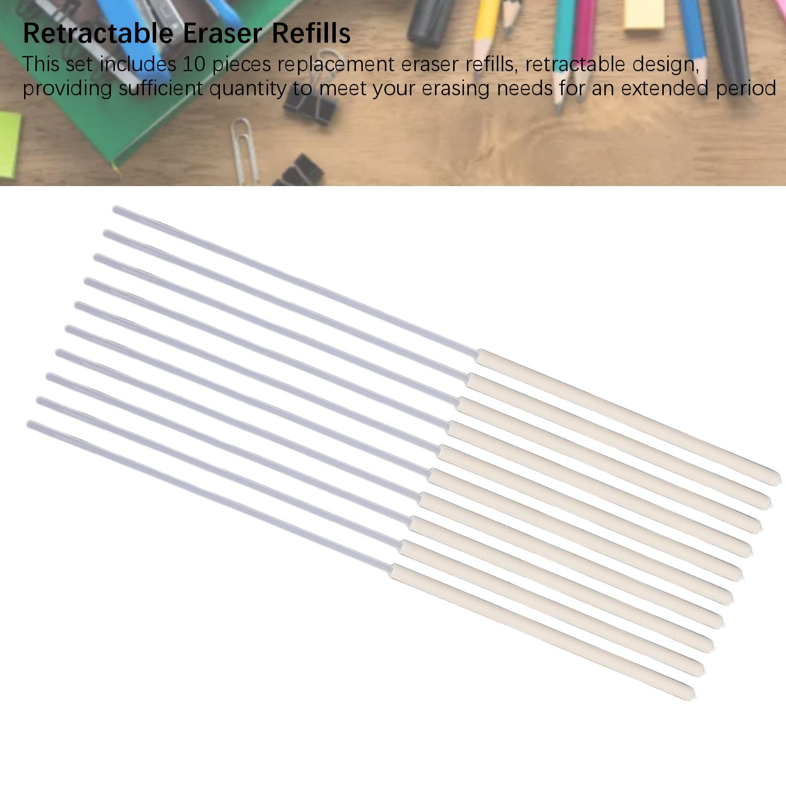 10 Ricariche Per Gomma Retrattile Senza Lattice – Stile Penna Per Disegno E Scrittura – Perfette Per Casa, Scuola E Ufficio – Forma Rotonda 2,6 Pollici
