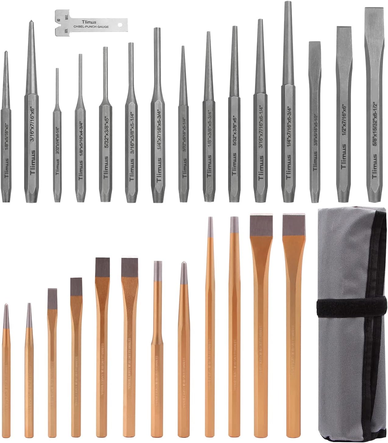 TLIMUS 28 Pieces Punch and Chisel Set, Including Taper Punch, Cold