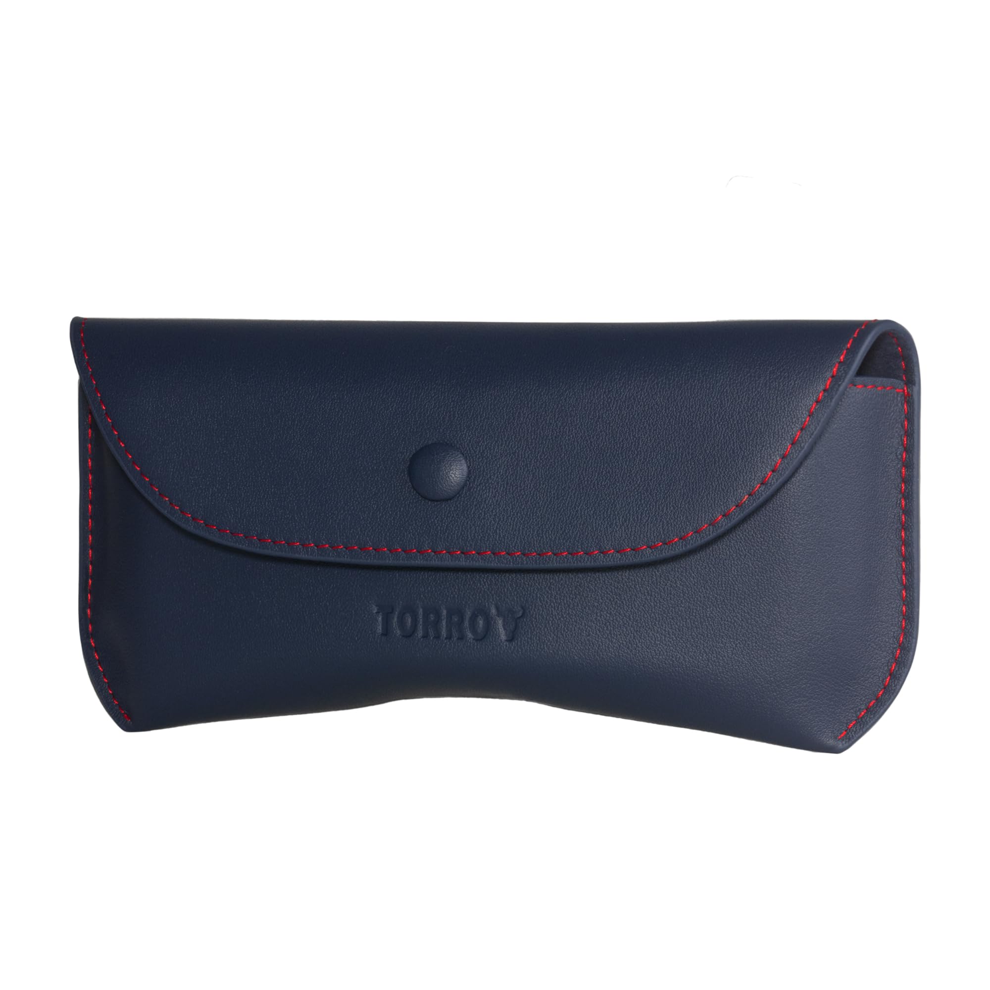 TORRO Glasses Case – Genuine Leather Soft Glasses/Sunglasses Case with Microfibre Lining and Nose Bridge Support (Blue)