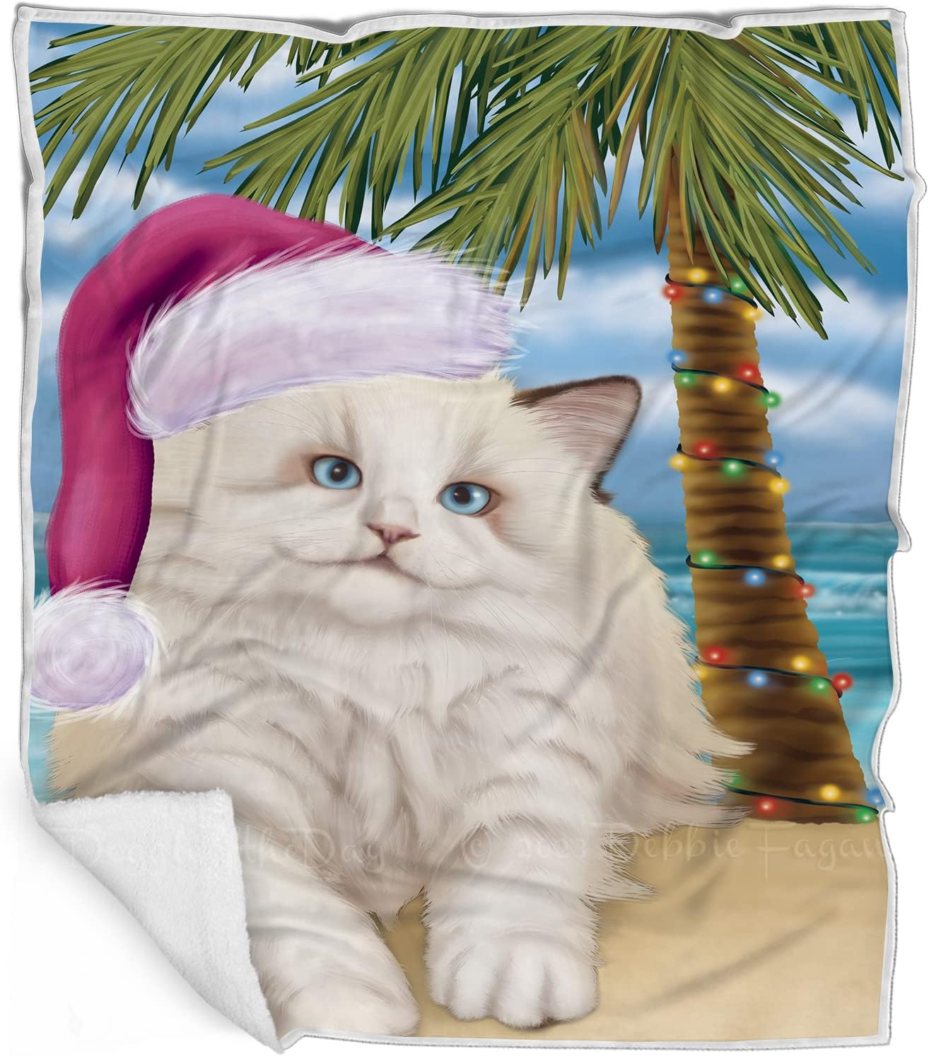 Doggie of the Day Ragdoll Cat Blanket - Christmas Summertime Beach - Super Soft & Warm Pet Theme for Sofa or Bed, Warm Fleece, Sherpa or Woven Material, BLNKT88016 (50x60 Woven)