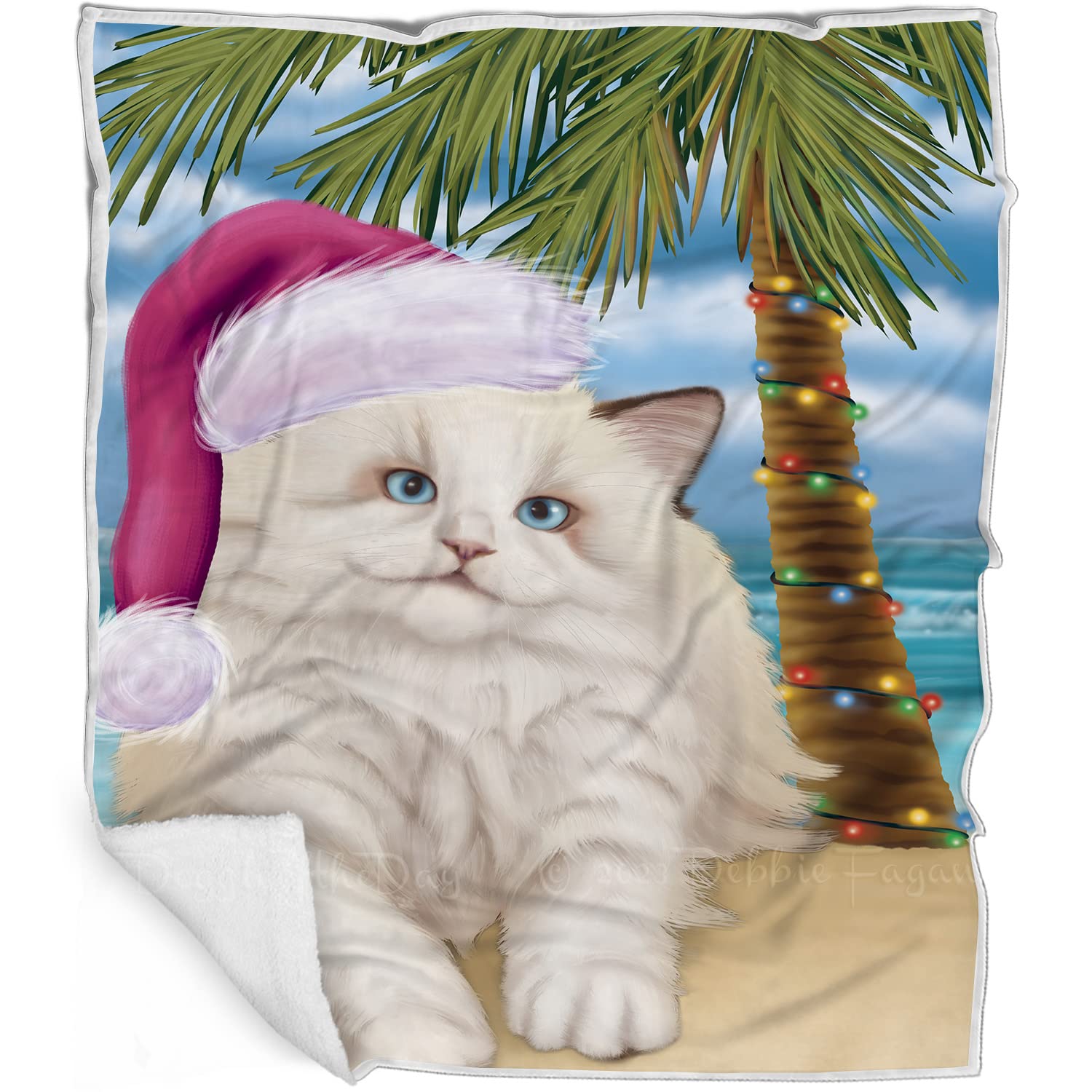 Doggie of the Day Ragdoll Cat Blanket - Christmas Summertime Beach - Super Soft & Warm Pet Theme for Sofa or Bed, Warm Fleece, Sherpa or Woven Material, BLNKT88016 (50x60 Woven)