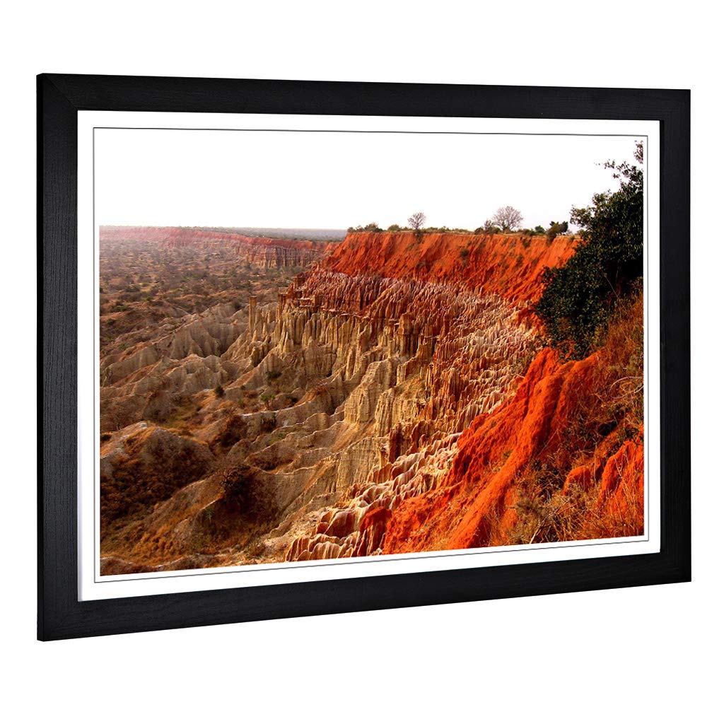 Big Box Art Framed Print of Landscape Angola Mountains Design | Wall Art Picture | Home Decor for Kitchen, Living, Dining Room, Bedroom, Hallway, Office, Black, A2 / 24.5x18 Inch / 62x45cm