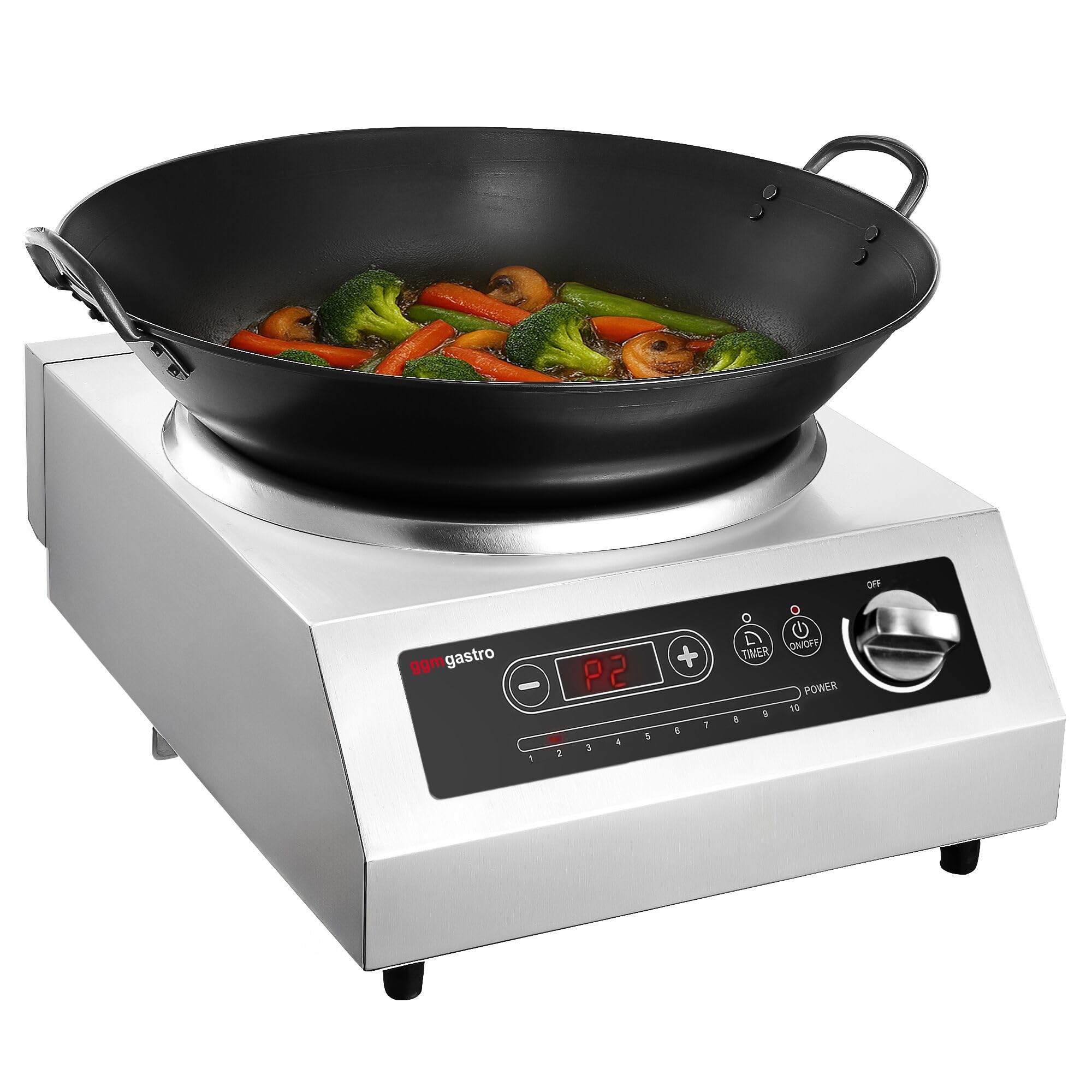 GGM Gastro Wok-Induktionsherd 3,5 kW | Ideal für die Gastronomie, intuitive Touch-Bedienung, präzise Timer-Funktion, sicher durch Abschaltautomatik, robust